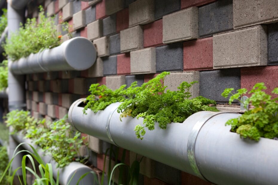 Jardim vertical de luxo com plantas sofisticadas e estrutura de alta qualidade em ambiente moderno.