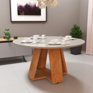 Mesa de Jantar Redonda 6 Lugares em MDF Amadeirado Design Moderno e Elegante para Sala de Jantar (Offwhite)
Marca: Genérico