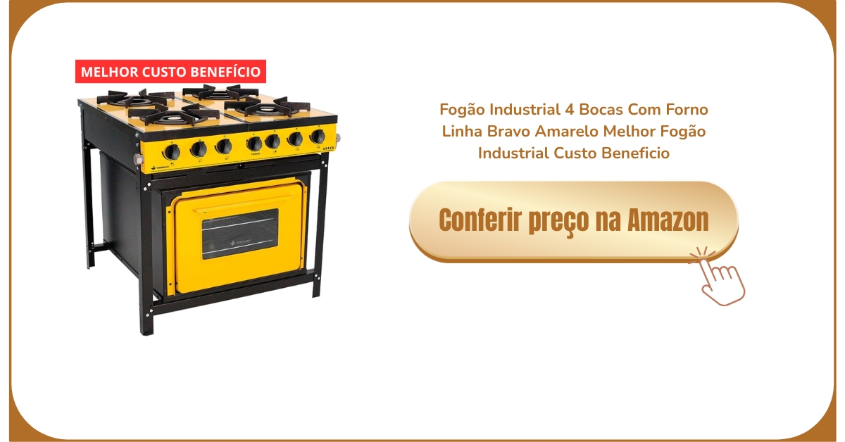 Fogão Industrial 4 Bocas Com Forno Linha Bravo Amarelo