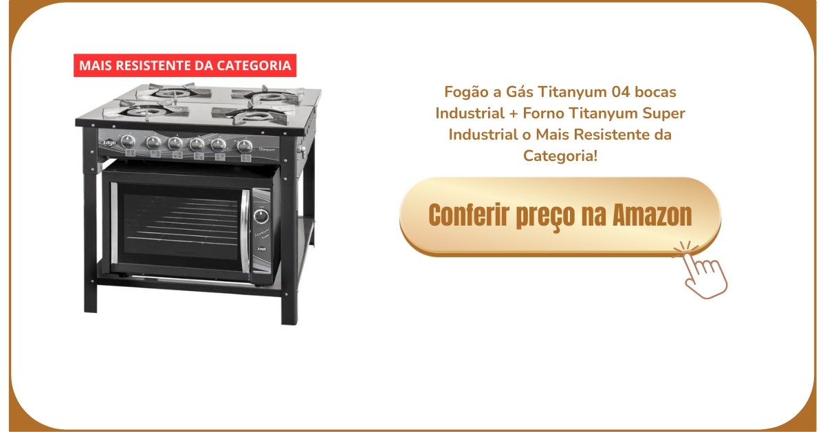 Fogao a gas Titanyum 04 bocas Industrial + Forno Titanyum Super Industrial