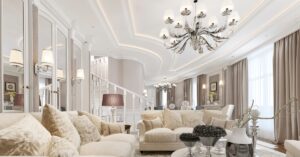 Lustre moderno e elegante pendurado sobre mesa de jantar, iluminando o ambiente com luz suave e estilo contemporâneo.