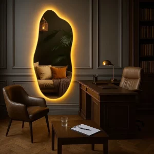 Espelho Orgânico LED 170x70 Zynex, corpo inteiro, moldura branca quente, design moderno, ideal para diversos ambientes.