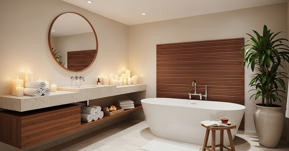 Gabinete de madeira para banheiro, ideal para organização e estilo no ambiente.