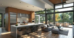 Projeto moderno de área de serviço pequena com marcenaria planejada inteligente, tanque esculpido em pedra e iluminação de LED sofisticada.